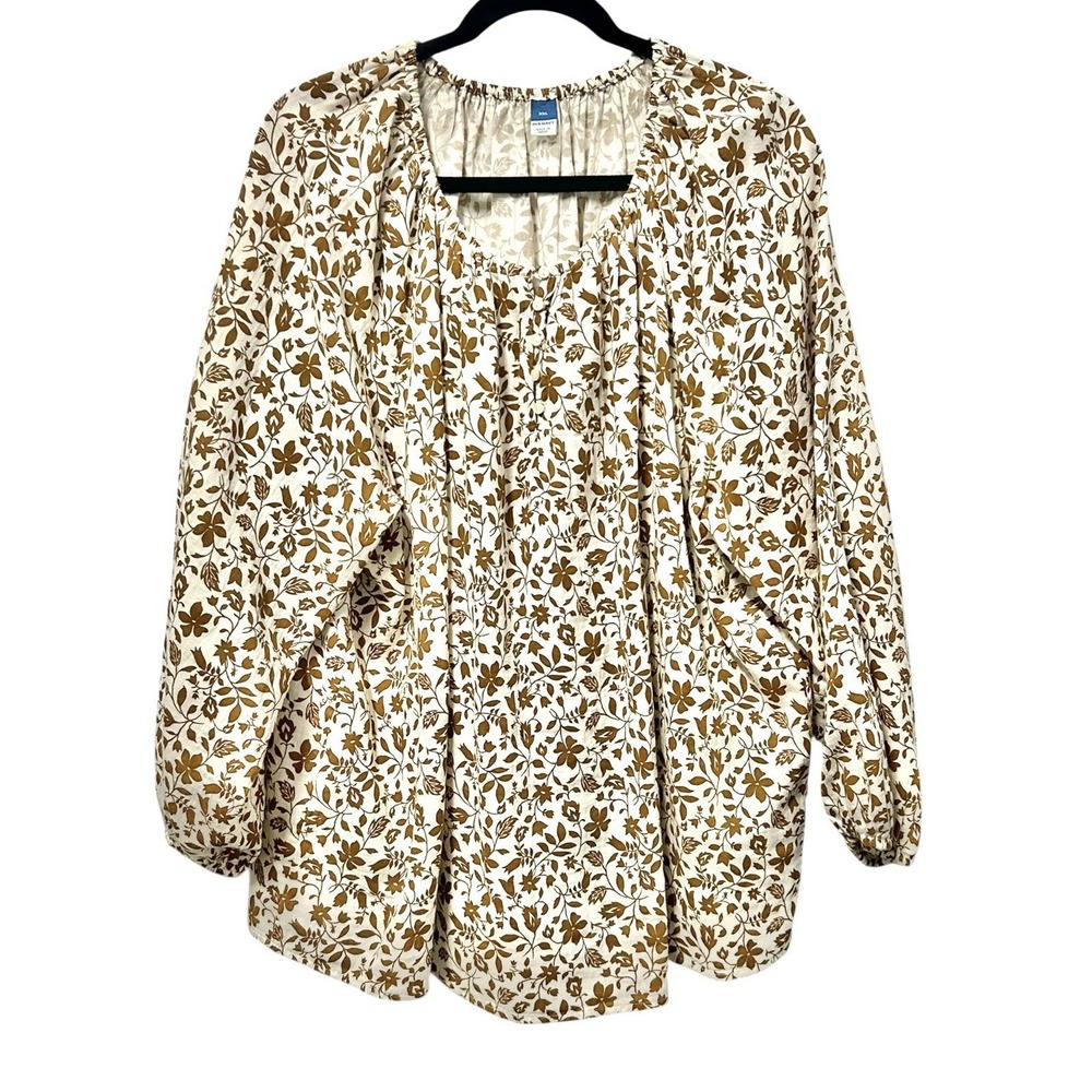 Old Navy Blouse Floral Peasant 2XL Balloon Sleeve‎ Elastic Cuffs Boho Cottage